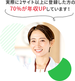 実際に2サイト以上に登録した方の70％が年収UPしています！