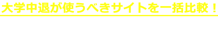 大学中退が使うべきサイトを一括比較！好条件の非公開求人も充実で理想の職場が見つかる！