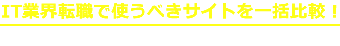 IT業界転職で使うべきサイトを一括比較！
 年収UPは間違いなし!?キャリアアップも可能に！